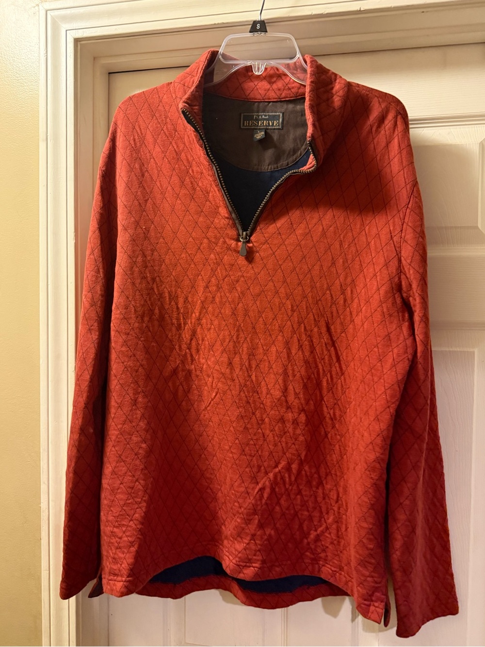 Jos. A. Bank Men's Quilted Half-Zip Shirt Jacket in Rust
